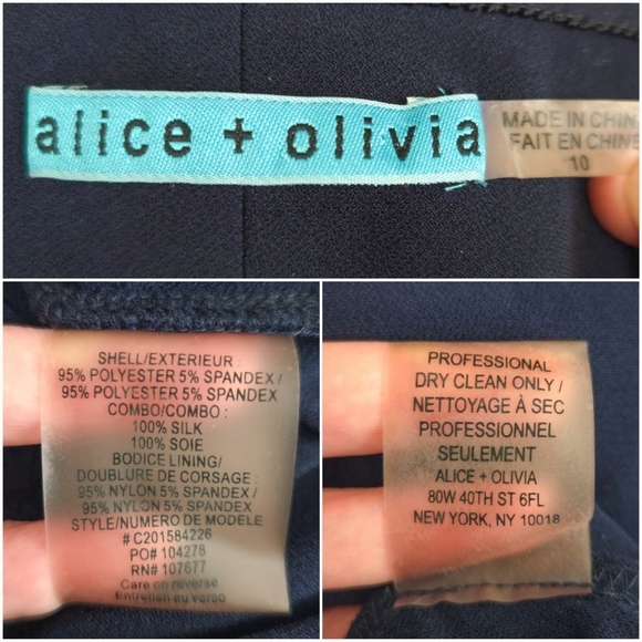 NWOT Alice & Olivia Navy Blue‎ Silk Draped Sexy Bodycon Mini Strapless Dress - Picture 8 of 8